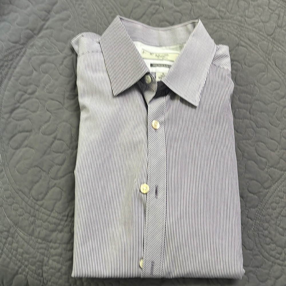 Men’s Penguin button down shirt purple and white pin stripes